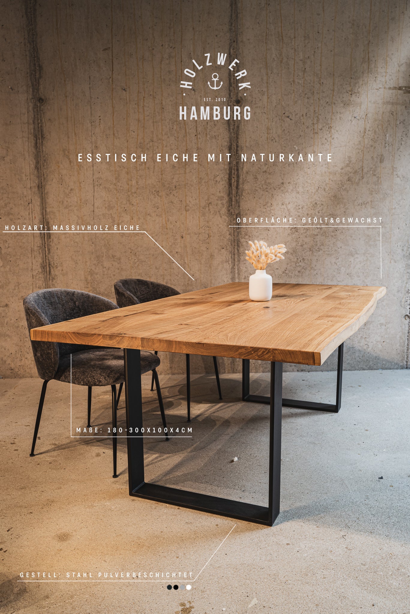 Esstisch Eichenholz nach Maß | Esstisch Eiche mit Baumkante