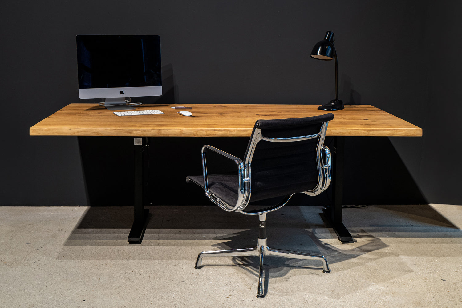 Schreibtisch höhenverstellbar Massivholz Eiche