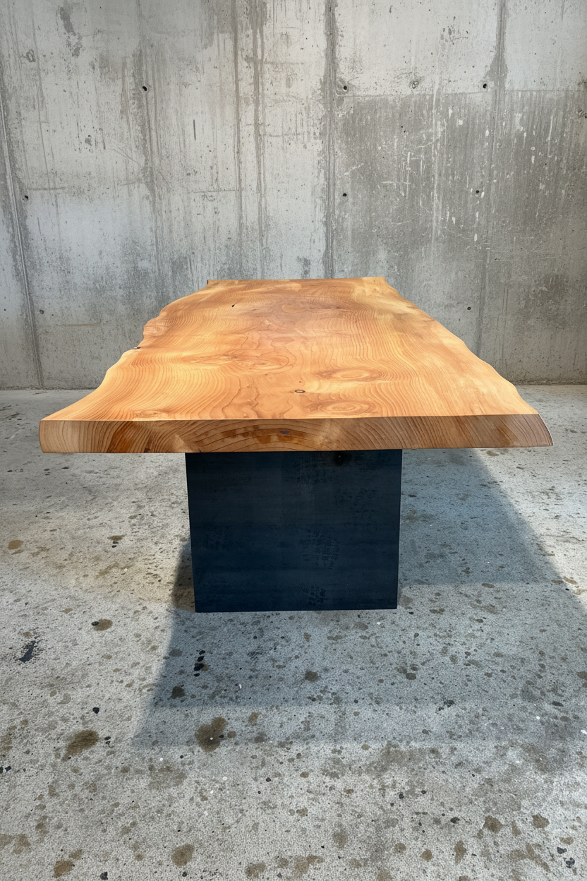Massiver Baumtisch aus Zedernholz von Holzwerk Hamburg, Esstisch aus einem natürlichen Baumstamm, rustikales Holzdesign