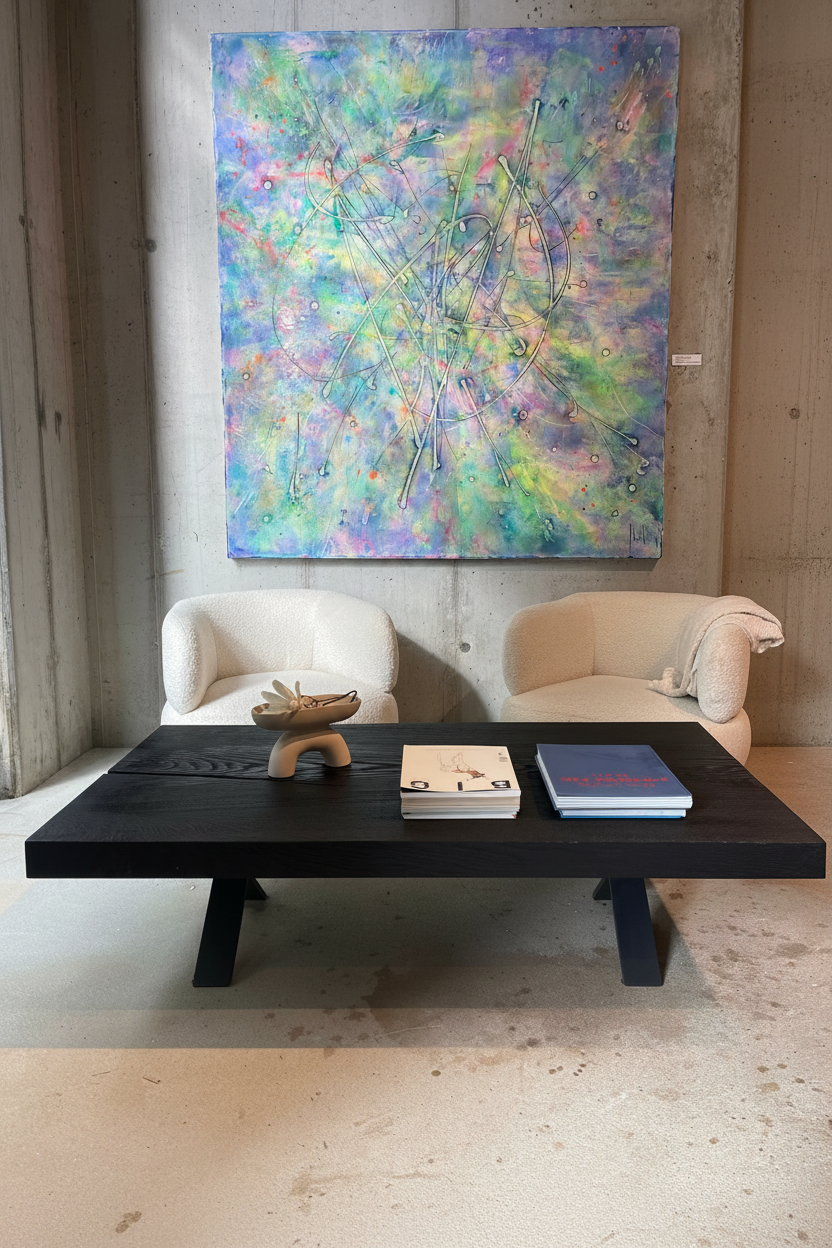 Design Couchtisch aus geköhlter Eiche 150 × 80 cm