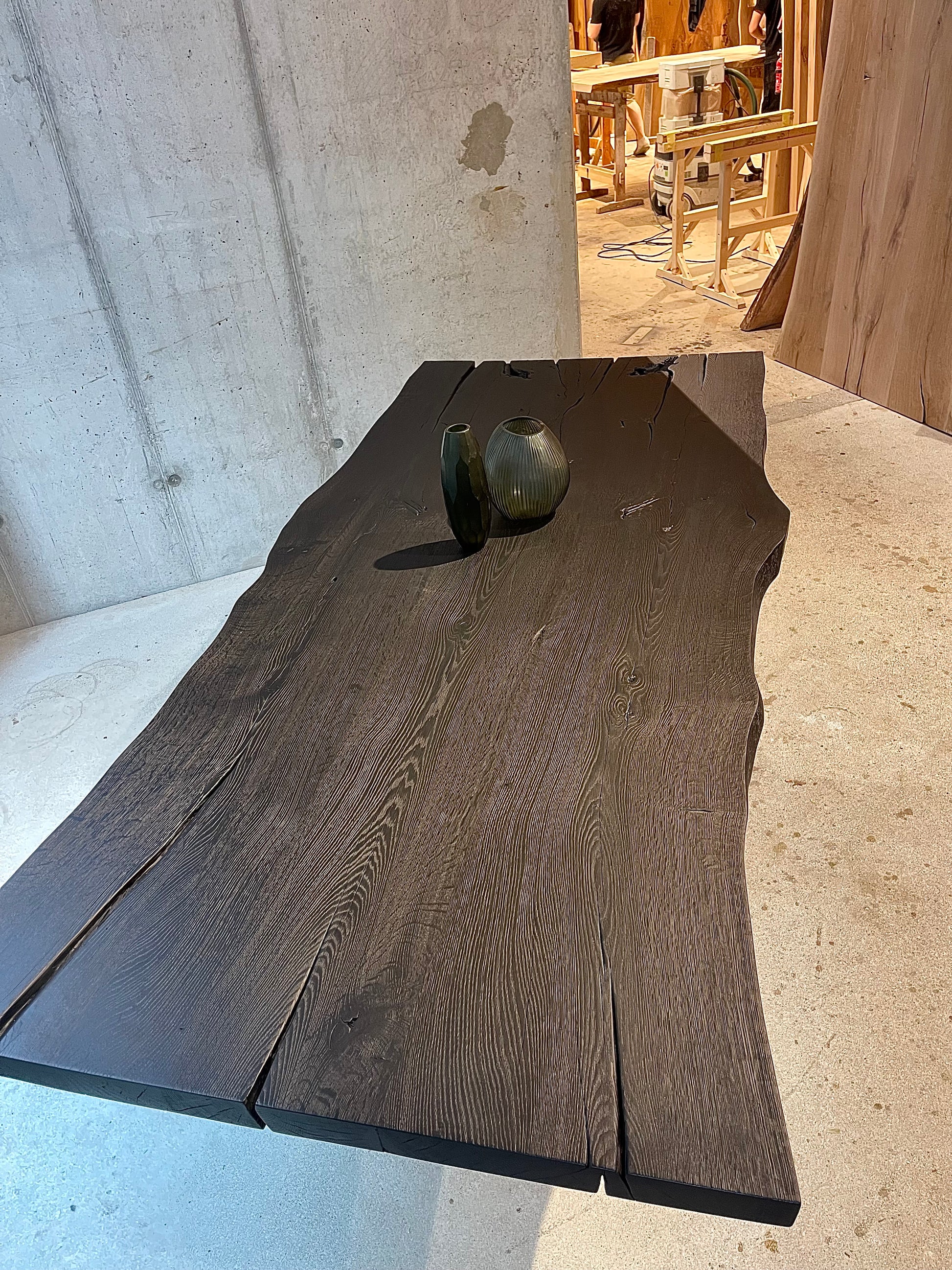 Tischplatte schwarz Massivholztisch geköhlt