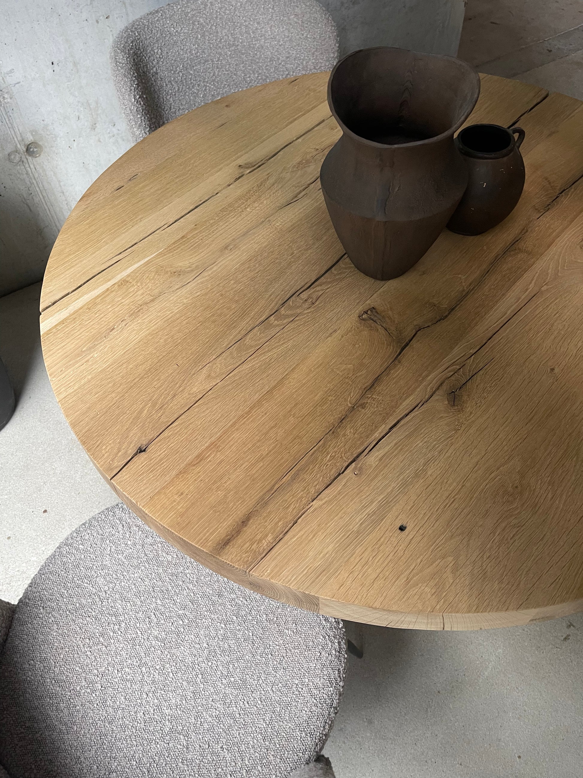 Schreibtisch rund Massivholz Tischplatte 