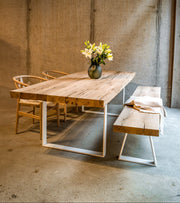 Massivholztisch Skandinavisch | Gestell weiß 