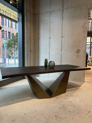 Esstisch Eiche schwarz geköhlt - schwarzer Massivholztisch 240x100cm