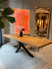 Rustikaler Esstisch aus Eichenholz 