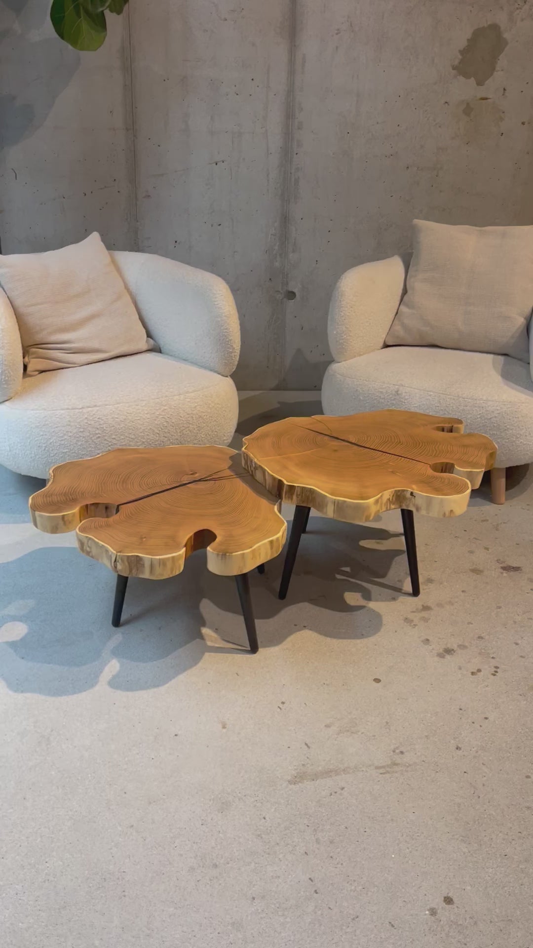 Video laden: Couchtisch Robinie Baumscheibe verfüllt mit Epoxy