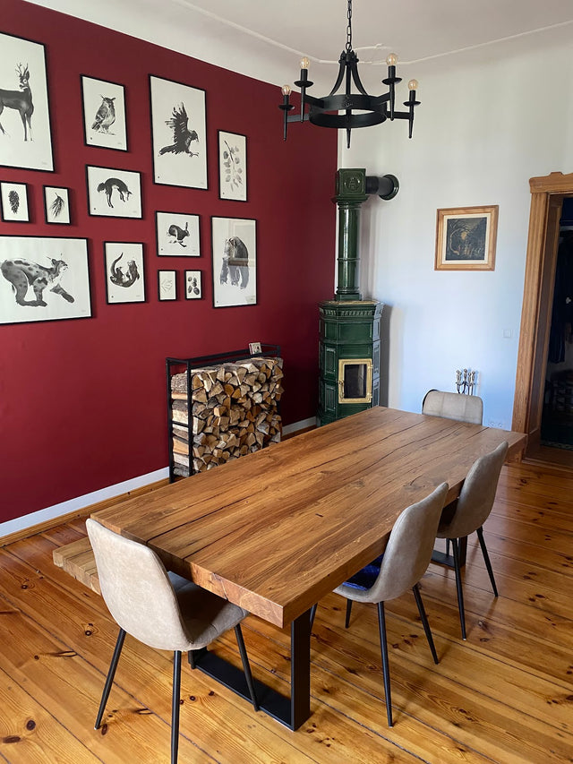 Massivholztisch nach ueber einem Jahr Kundenfoto aus der Google-Rezension von Richard | Holzwerk Hamburg