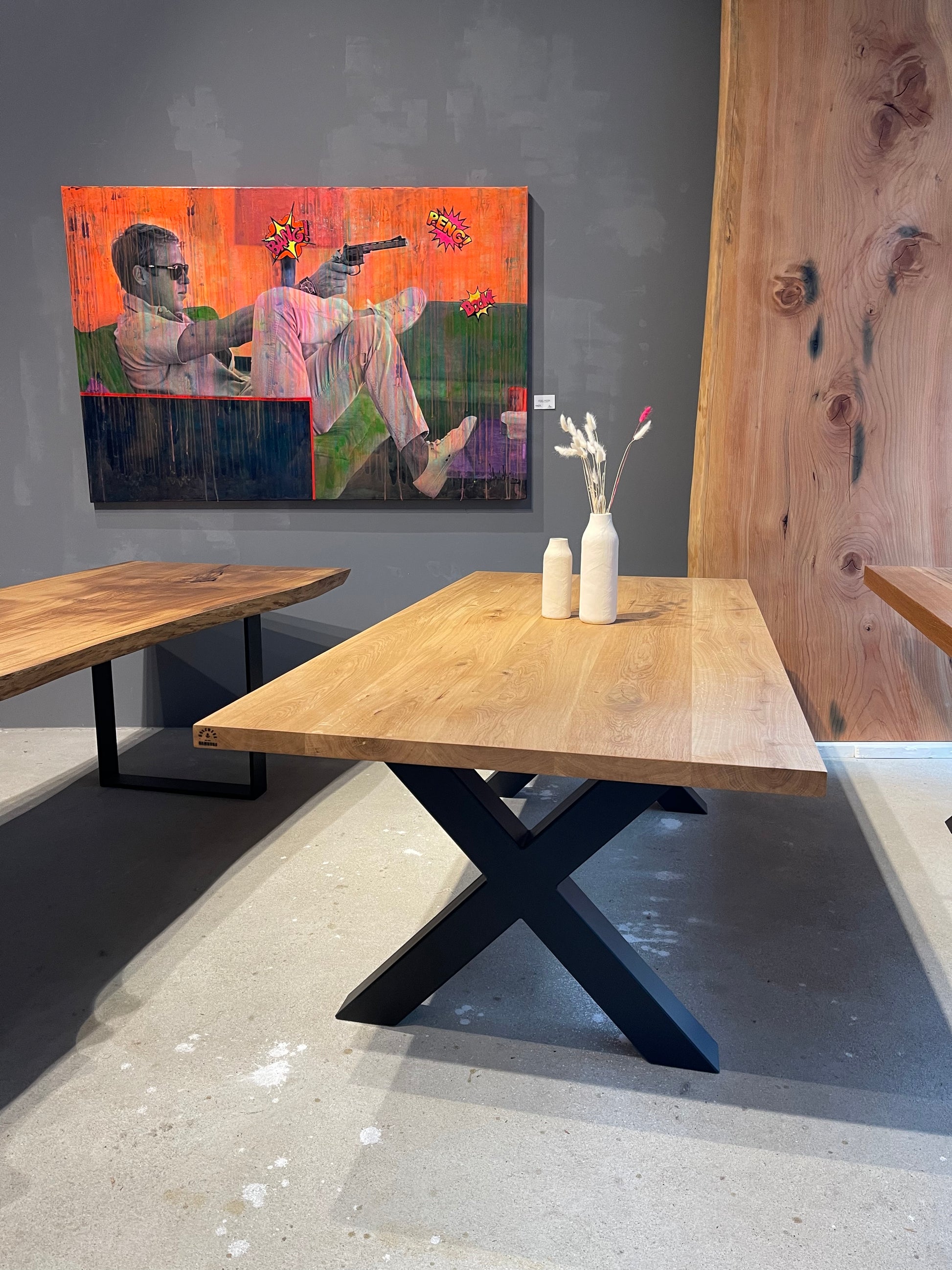 Klassischer Eichentisch | Robustes Stahlgestell | Holzwerk Hamburg