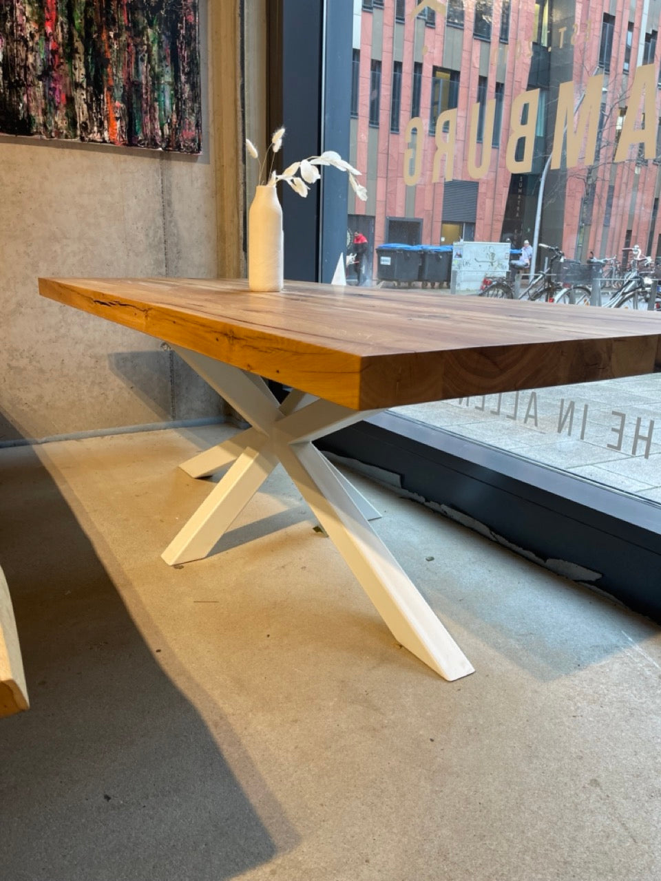Altholztisch | Weißer Mittelfuß