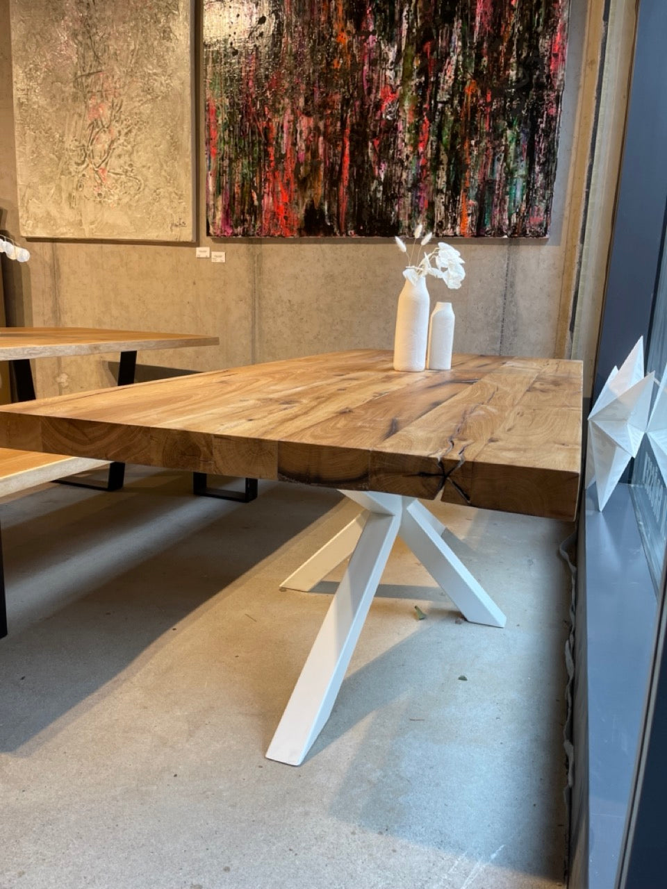 Altholztisch | Weißer Mittelfuß