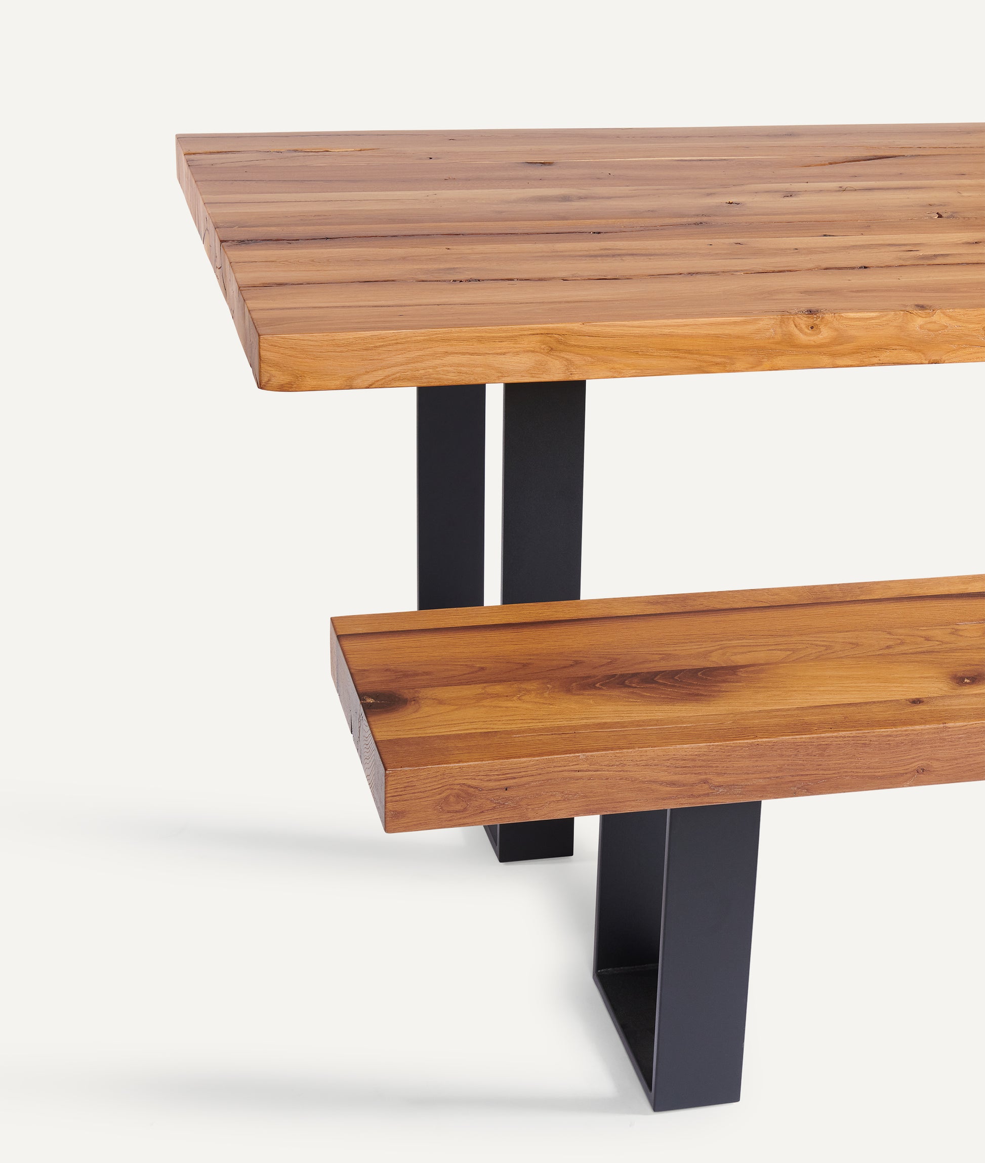 Holztisch Rustikal Eiche Altholz mit Bank | Holzwerk Hamburg