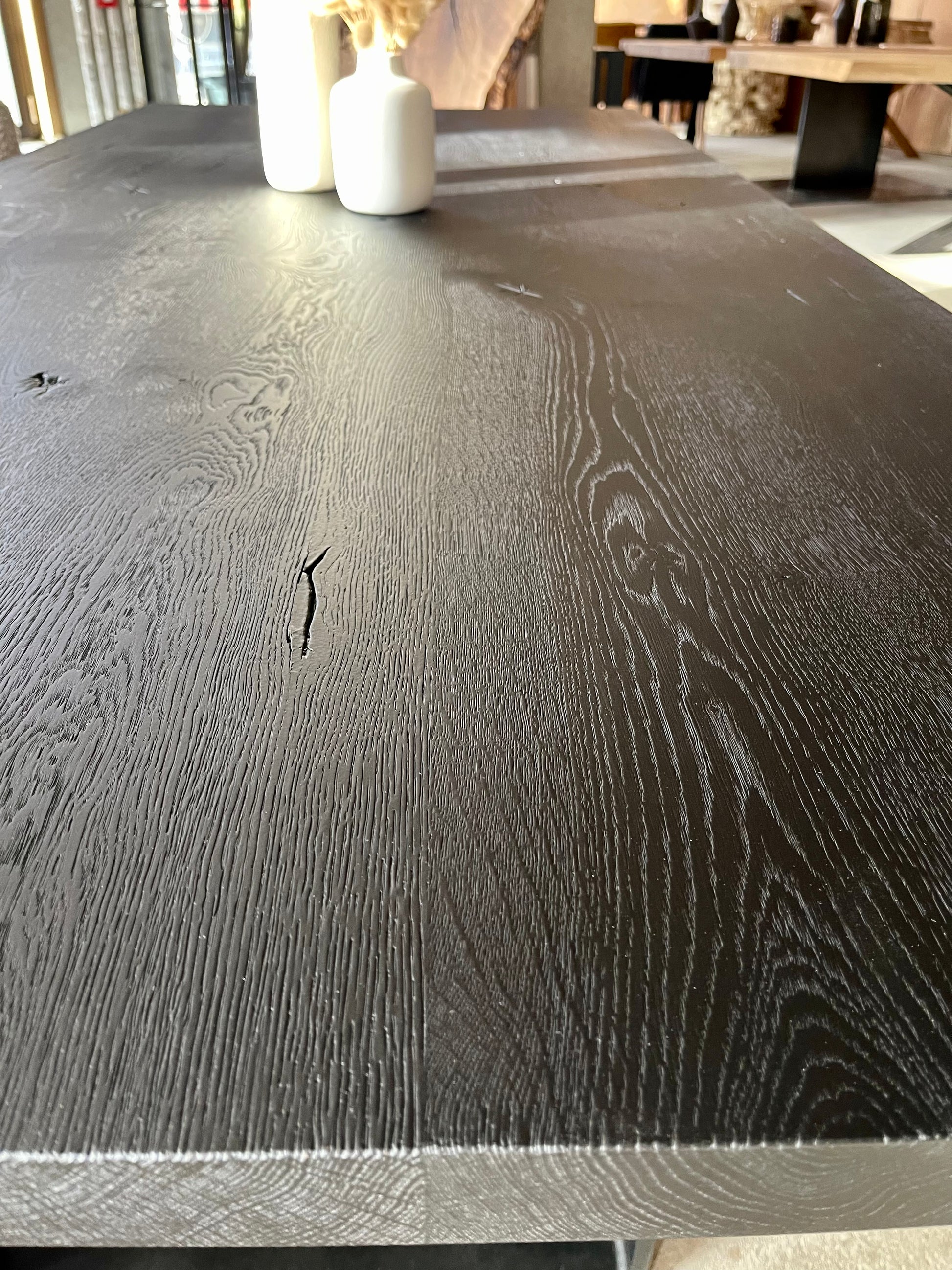 Massivholz Tisch schwarz | schwarzer Eichentisch geköhlt | Holzwerk Hamburg