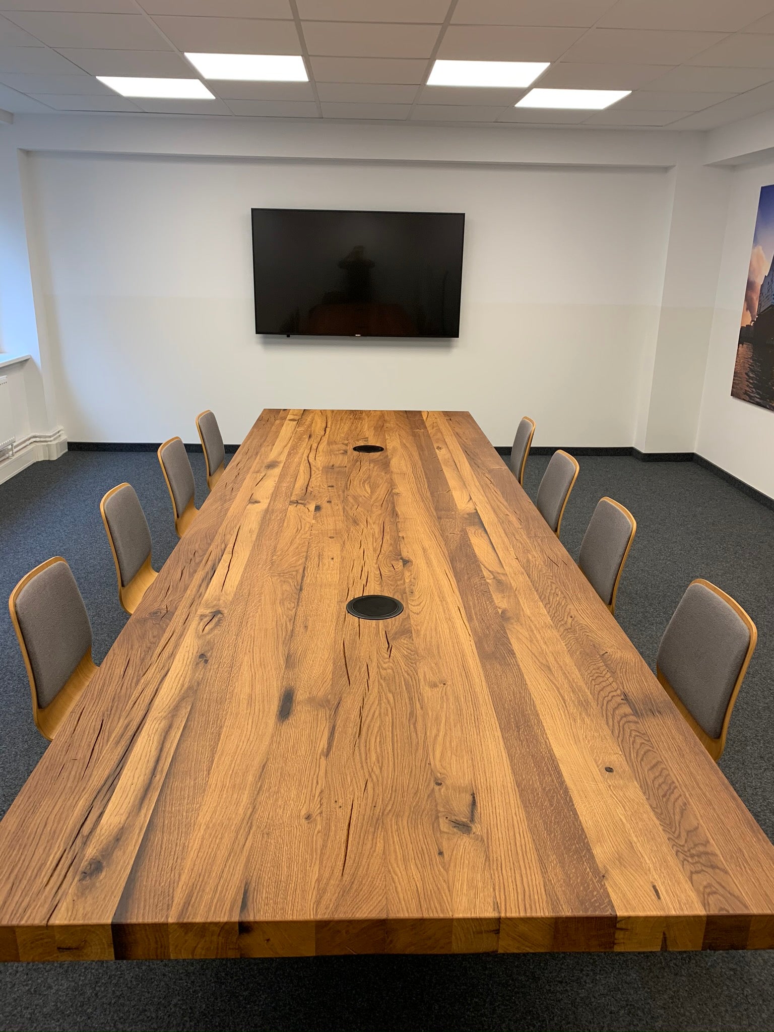 Massiver Konferenztisch aus Hamburg in Eiche Altholz