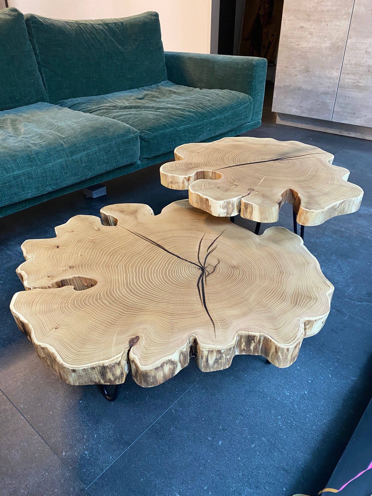 Baumscheibentisch | Beistelltisch aus einem Stück Holz | Holzwerk Hamburg